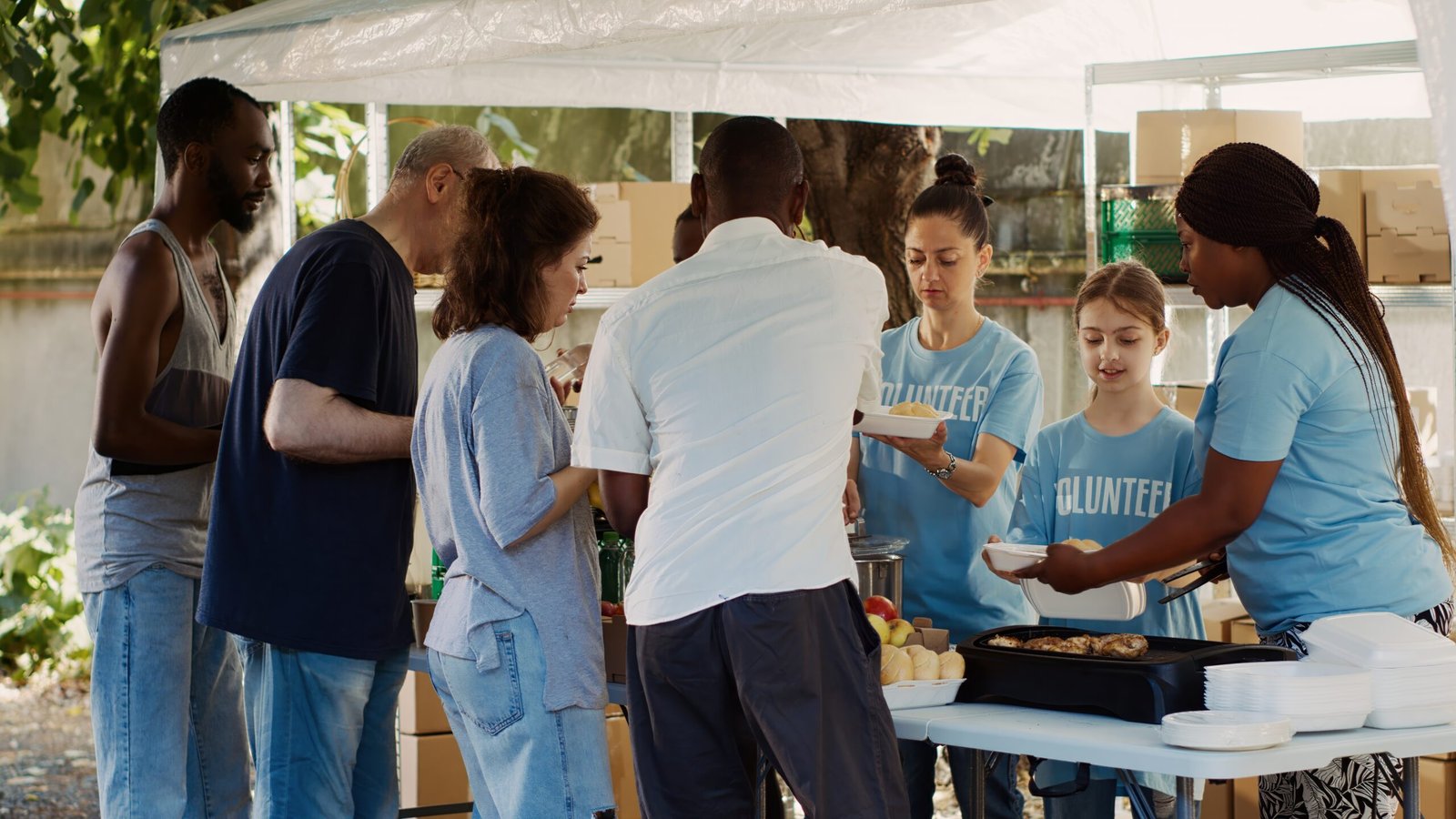 Volunteer group helping the poor